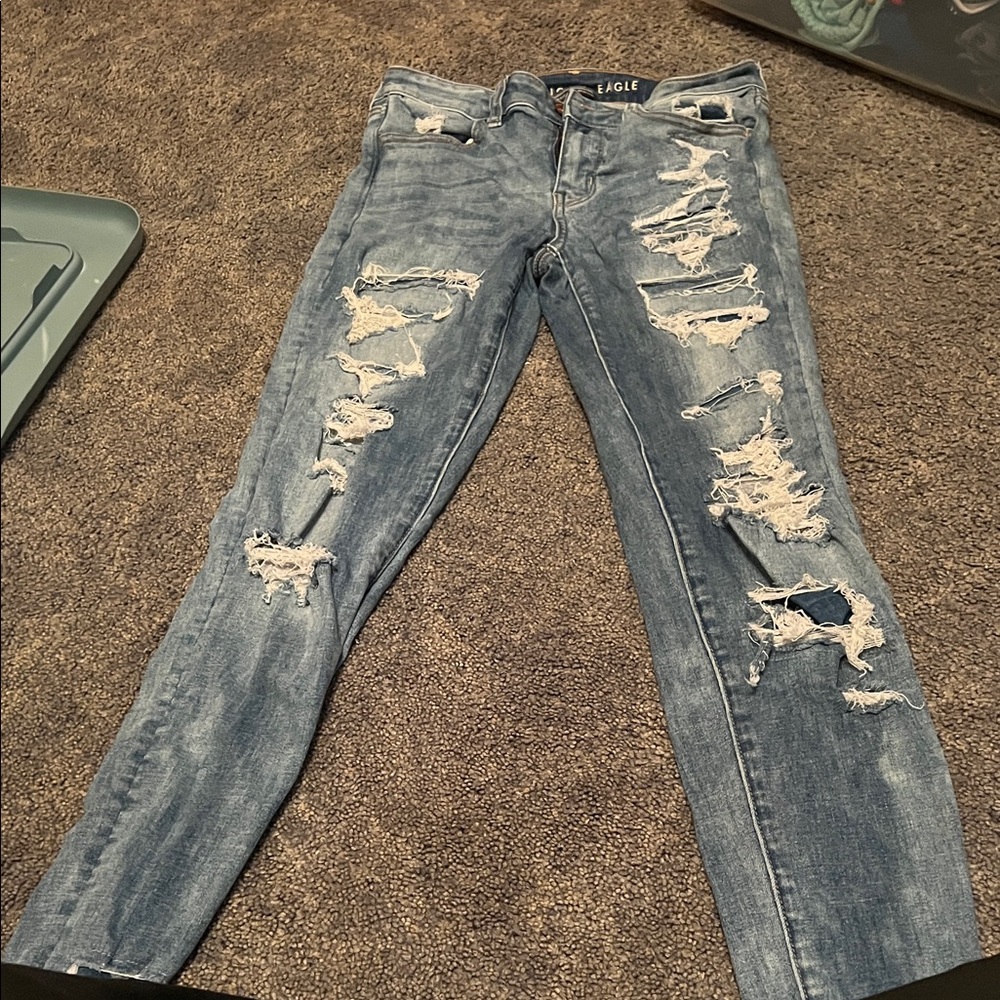 Distressed Blue Jeans
